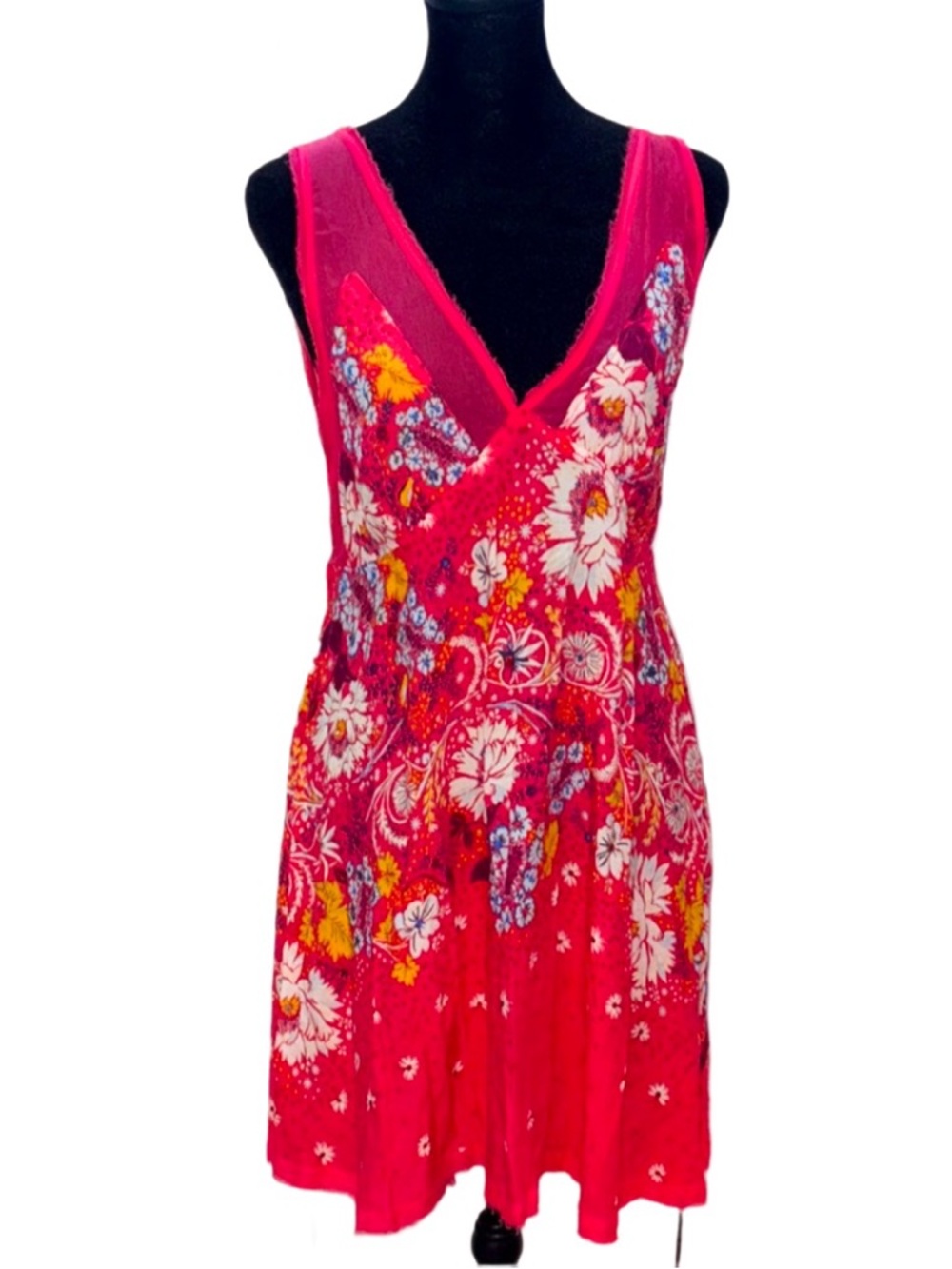 Like New- Free People Floral Sheer Mini Dress, size medium- final sale price - Picture 15 of 15